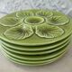 6 oyster plates Proceram vintage Green color