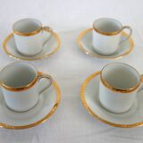 4 Limoges gold outline mocha cups + saucers