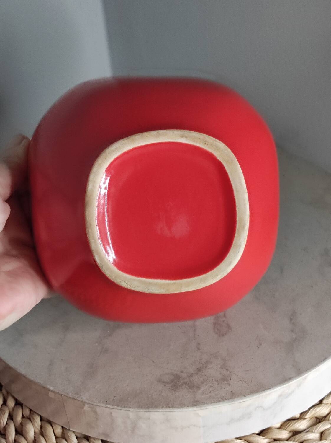 Red ceramic bowl