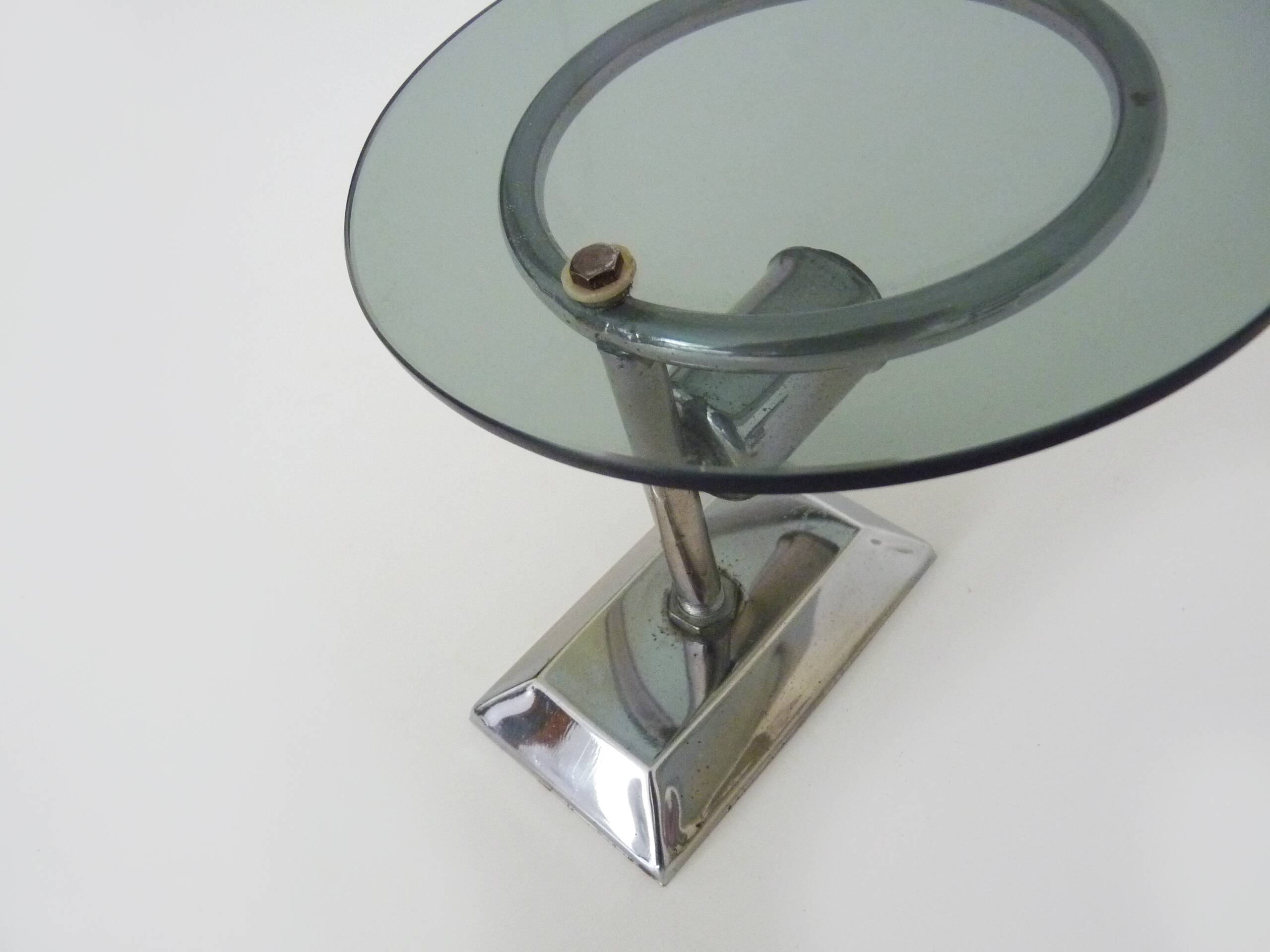 Pair of Italian wall lights in transparent blue-grey glass and chrome 70