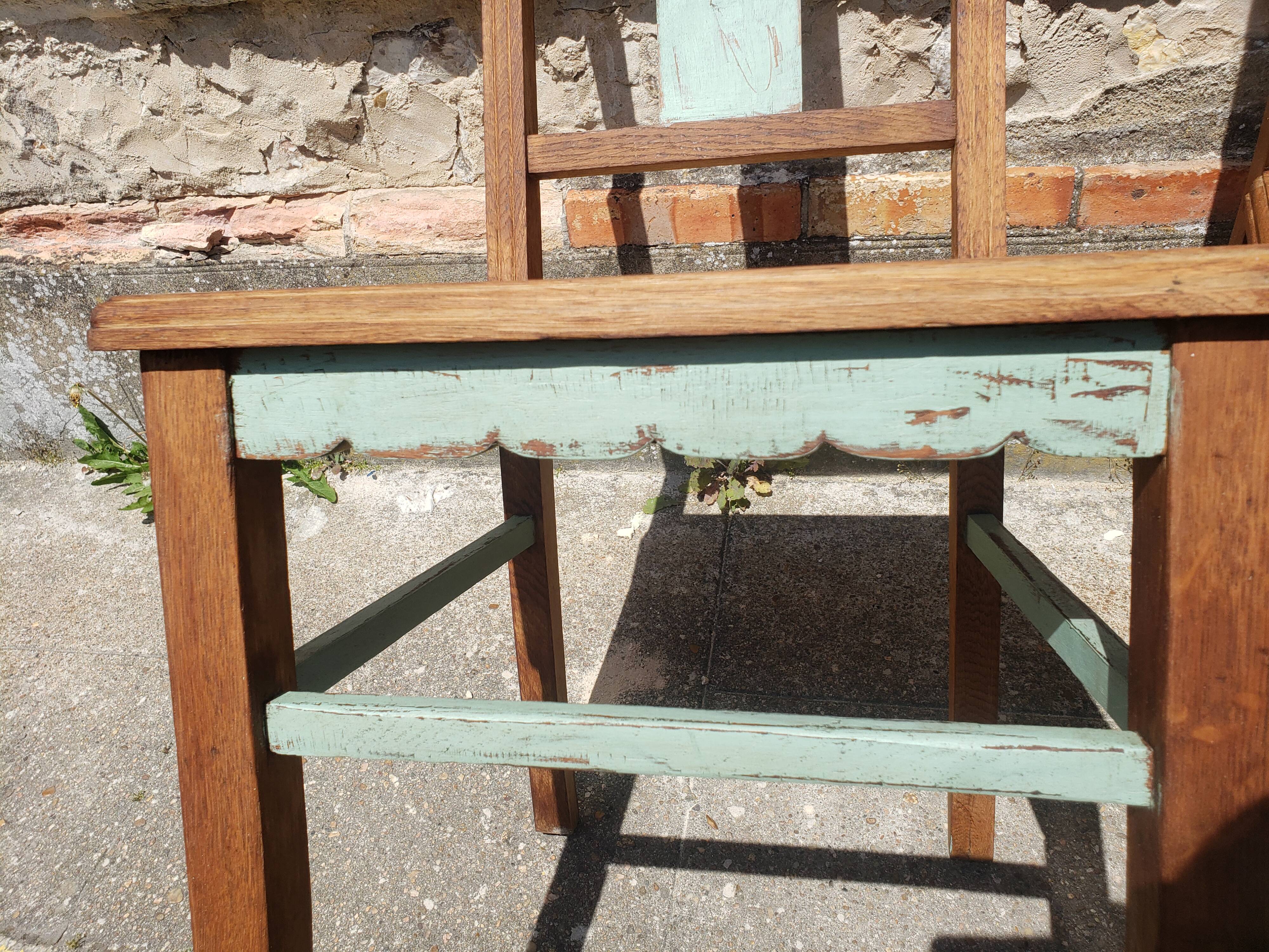 Table and chairs art deco wood and pastel