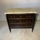 Commode with 3 drawers in Louis XVI style, marble and gilded bronze.