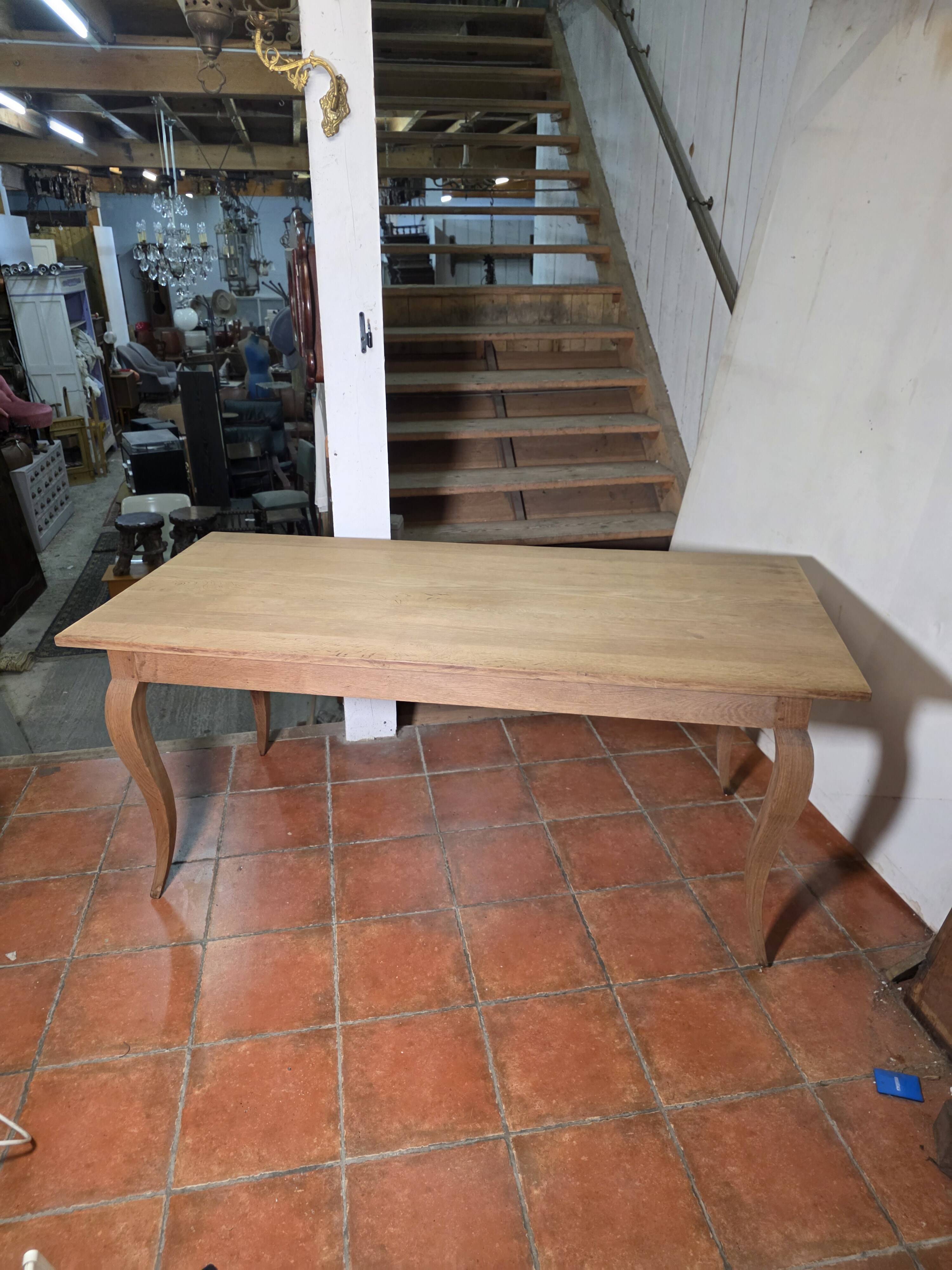 Louis XV style farmhouse table in solid oak, 170×80cm