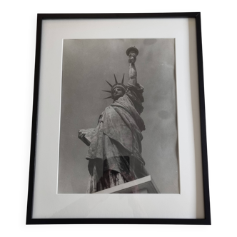 Vintage black and white photographic print, Statue of Liberty, 40 x 50 cm