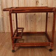 Desserte roulante en rotin et bambou vintage, Almos Italie