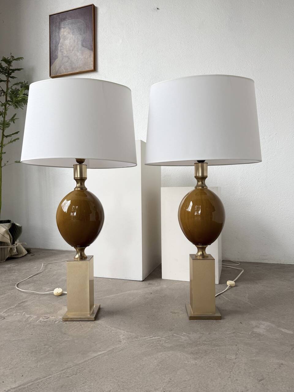 Pair of Philippe Barbier table lamps from the 70s