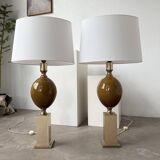 Paire de lampes de table Philippe Barbier années 70