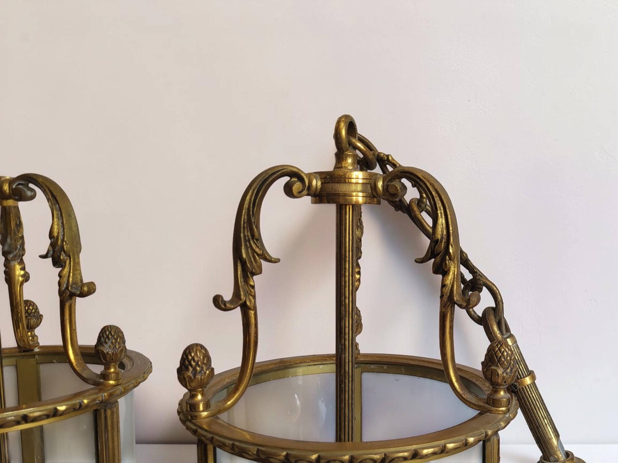Pair of bronze lanterns in Louis XVI style