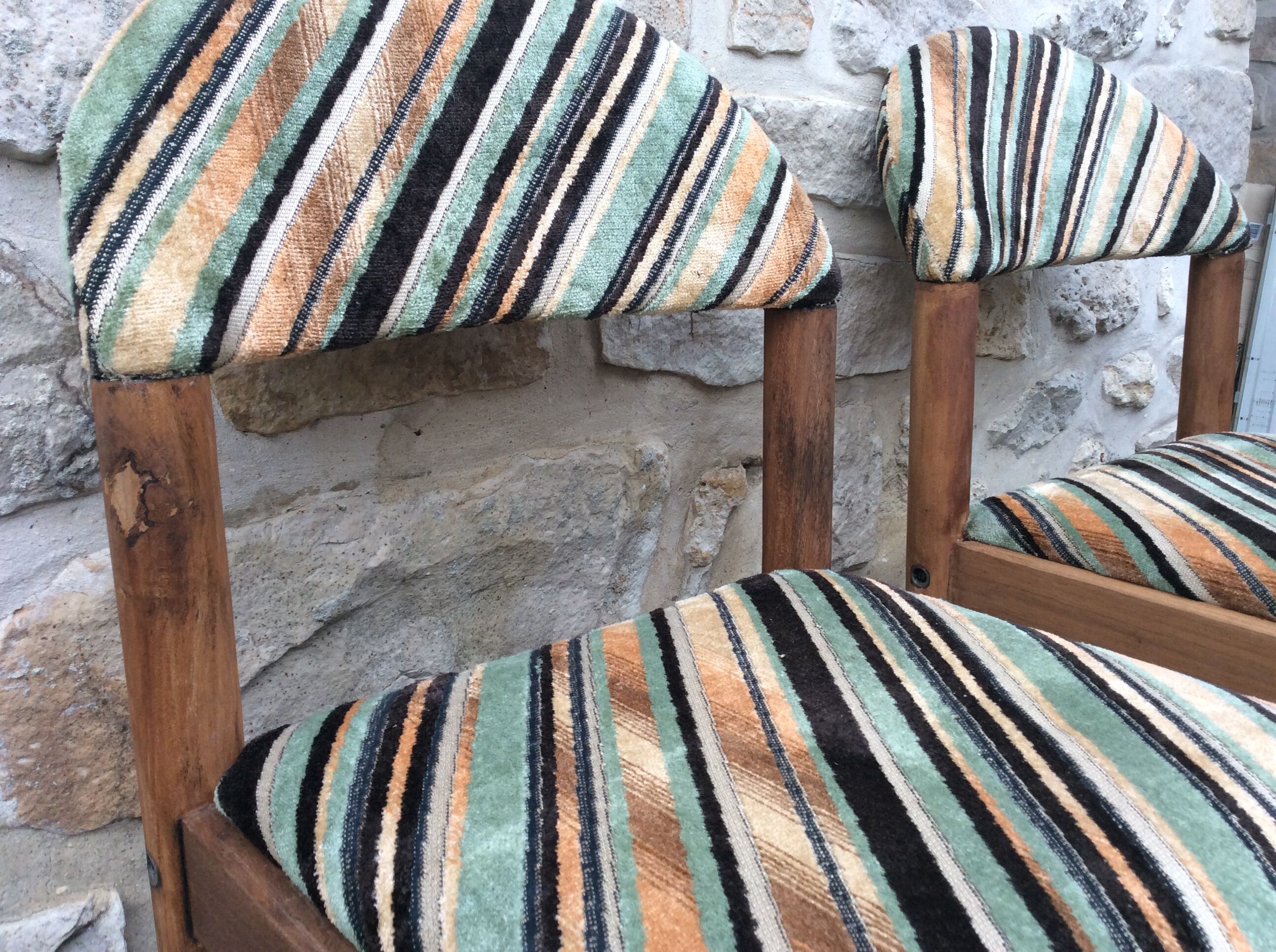Paire chaises bois et tissu