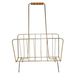 Magazine rack, gold metal, brown wood, Germany, 1970s