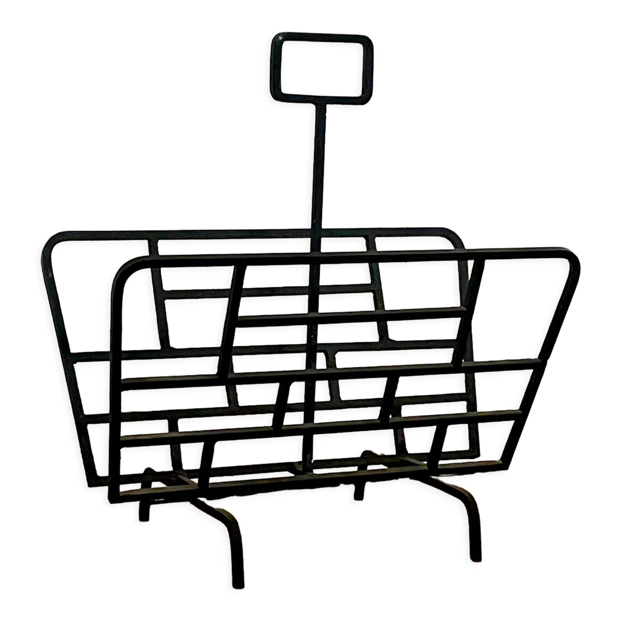 Large vintage wrought iron magazine holder, 1970