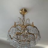Cascade chandelier with bronze and crystal pendants
