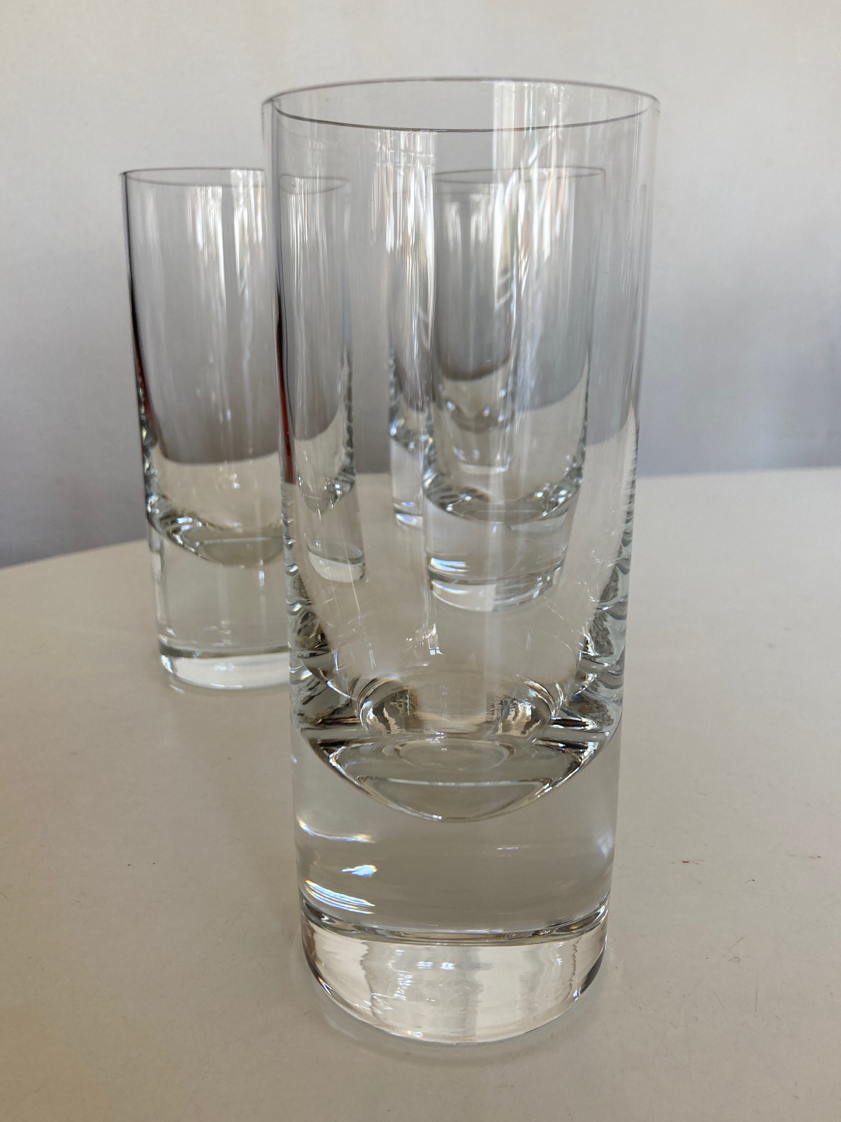 Set of 4 glass cups XL high ball 1970 in half crystal
