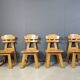 Vintage dutch brutalist oak dining chairs, 1960s