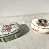 Porcelain jewelry box from Limoges Porteron vintage 60s perfect condition
