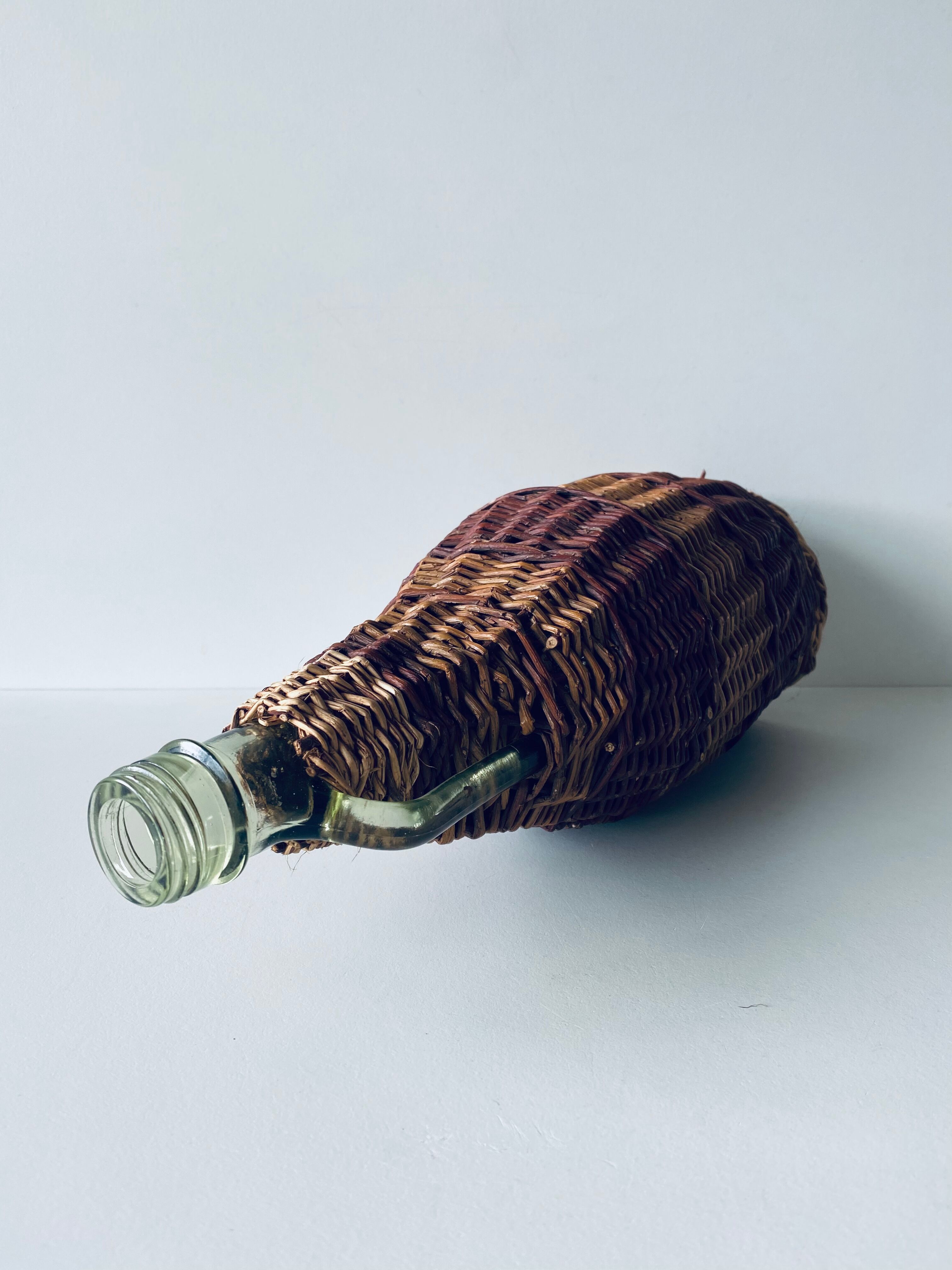 Vintage bottle with wicker
