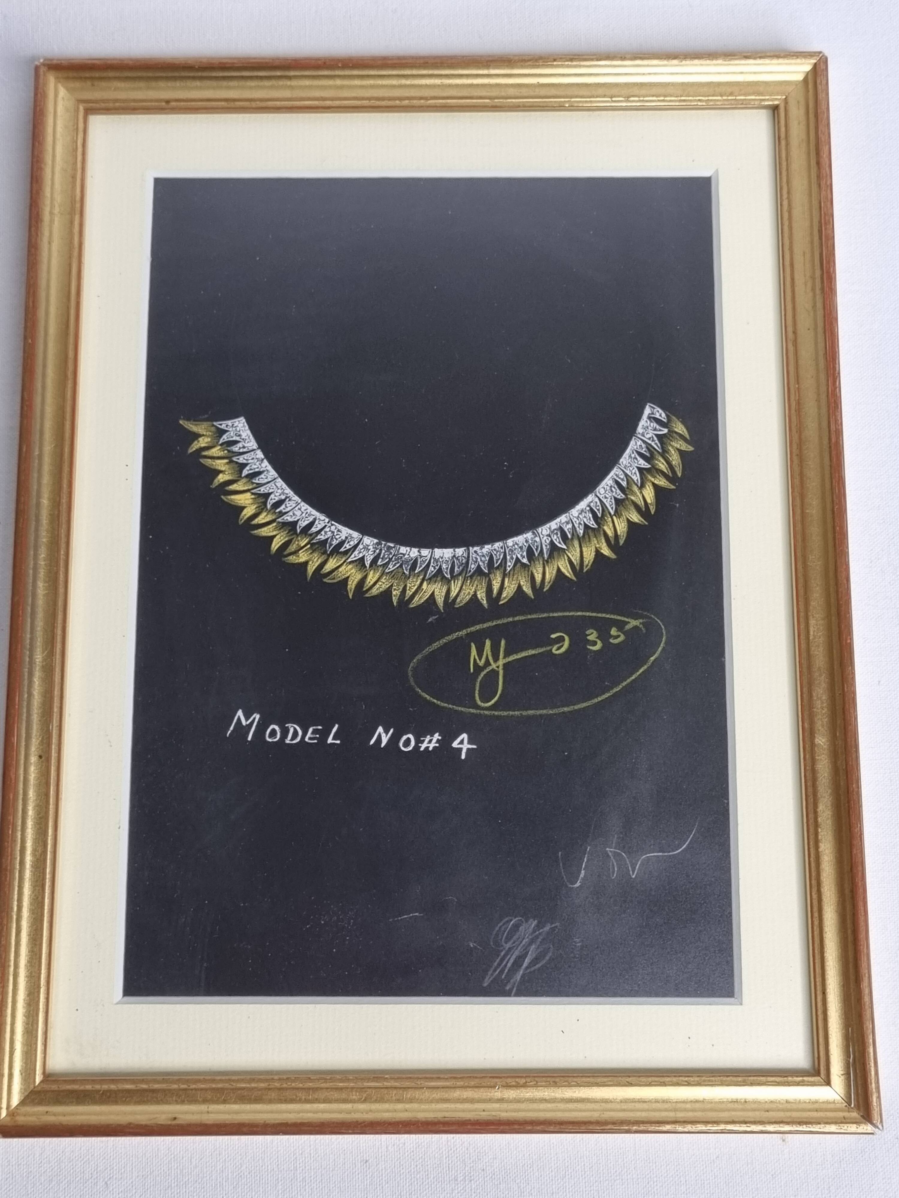 Original 1930s Art Deco Gouache – Unique Jewel Prototype, New York Jeweler