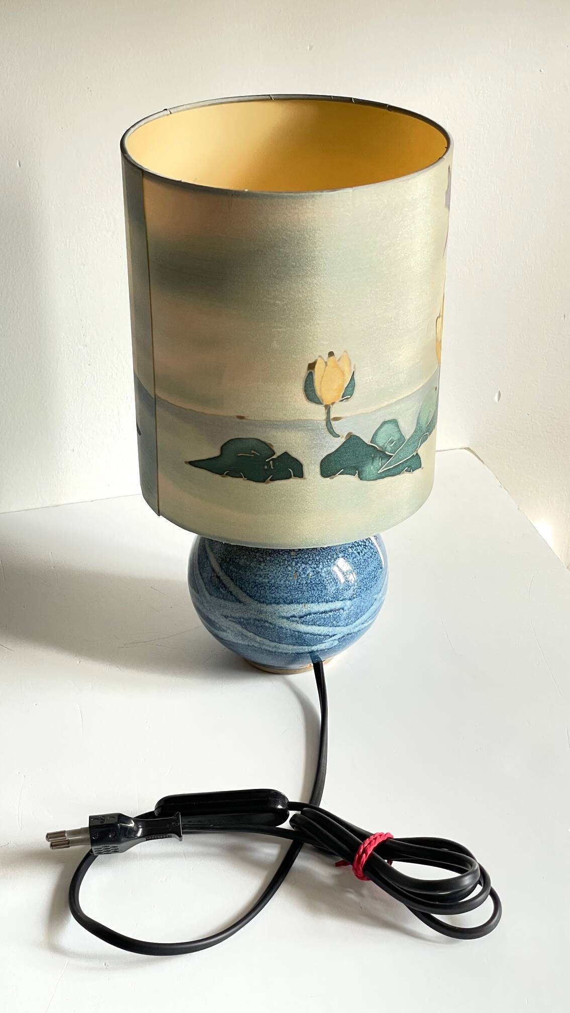 Vintage ceramic and silk ball lamp