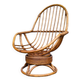 60s Swivel Rattan Armchair