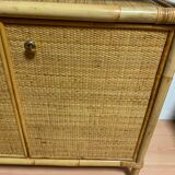 Rattan shelf cabinet from the 1980s'