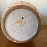 Antique strehla vase pink & white ceramic west germany vintage