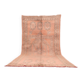 Grand tapis marocain vintage 203 x 376 cm, tapis en laine berbère pêche fait à la main