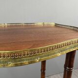 Table Guéridon En Bois Et Laiton , XIXe Siècle
