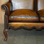 Victorian restored George II style high-back leather canapé