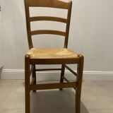 Set of 4 chairs Wood and straw