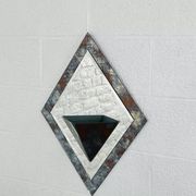 Miroir Art Deco années 40 forme losange avec cache pot intégré