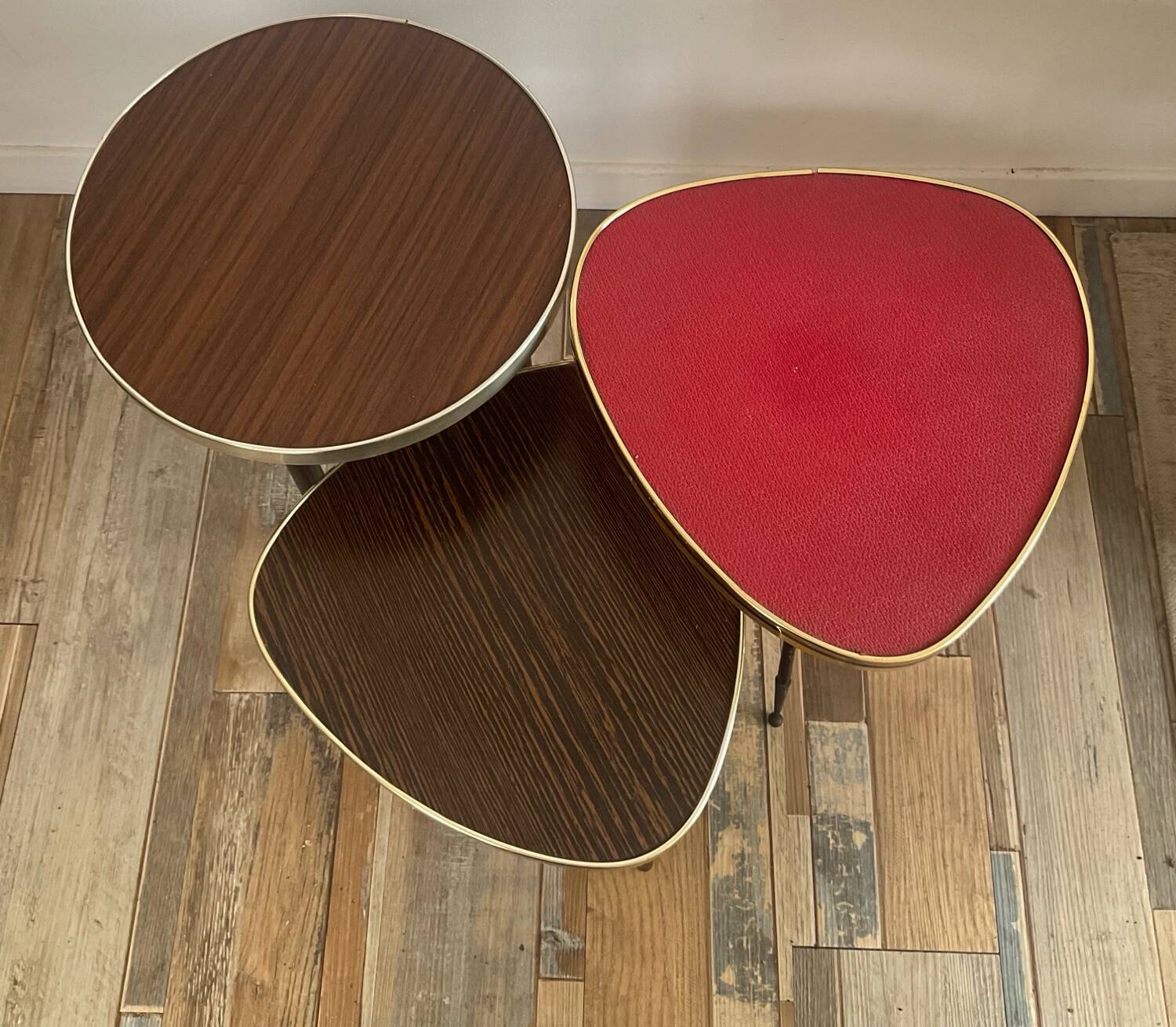 Trio of tripod side tables, 1960s-70s