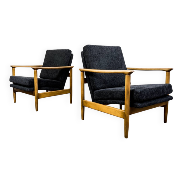 Fauteuils vintage Gfm 142 par Edmund Homa, Gfm, Pologne, années 1960, ensemble de 2.