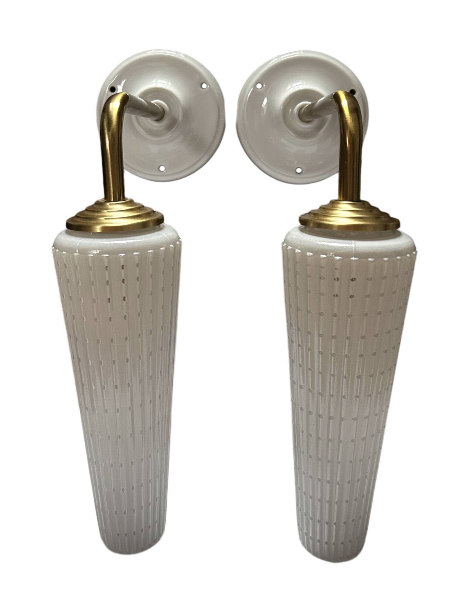 Pair of white and gold wall sconces