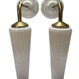 Pair of white and gold wall sconces