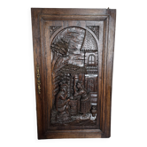 Ancienne porte en bois sculpté en chêne