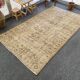 Tapis Oushak beige décor rustique, 6x10, surteint sable, pour salon, MOON.145