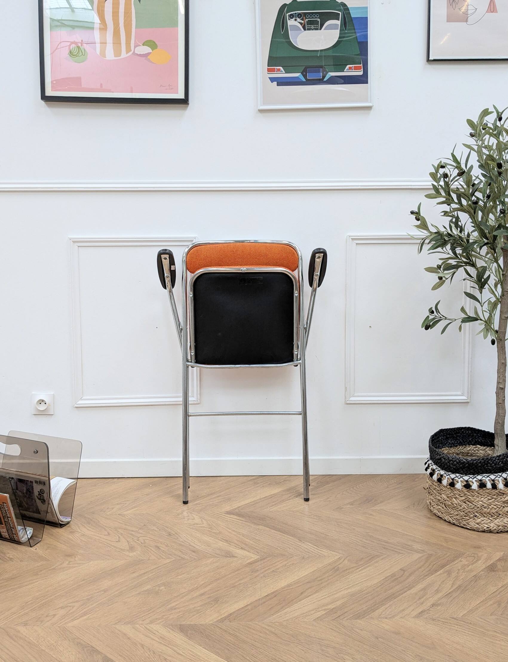 Orange folding chair