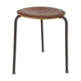 Teak and metal tripod stool, Denmark 1960's