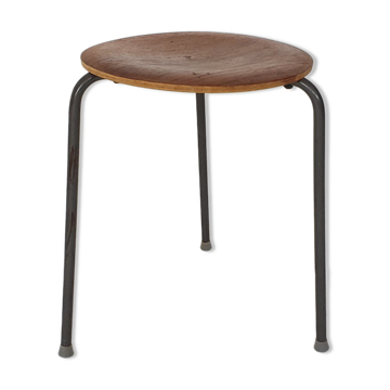 Teak and metal tripod stool, Denmark 1960's