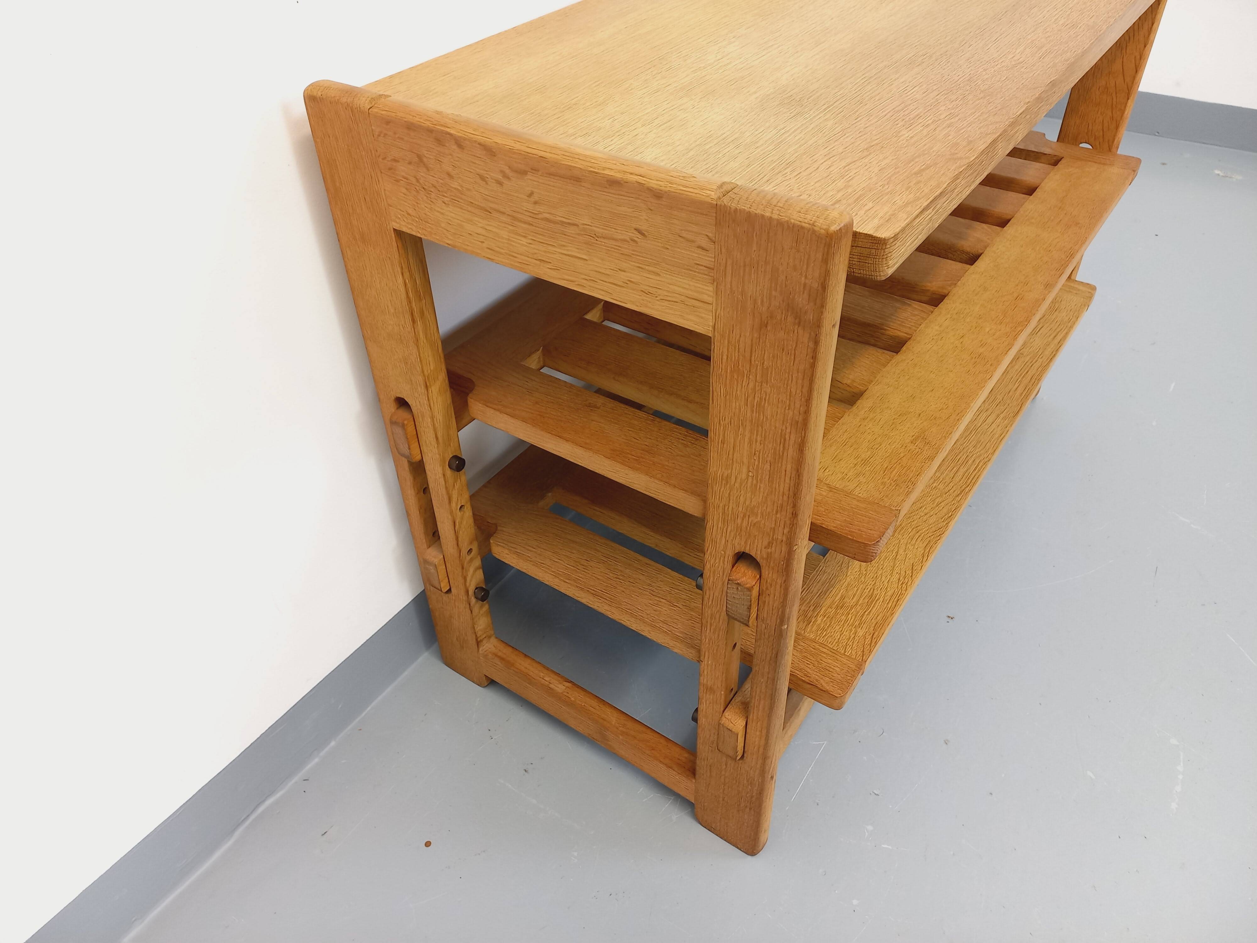 Guillerme et Chambron vintage open storage unit in solid oak