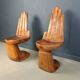 Pair of hand shaped teak chairs, 1970s