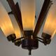Lustre italien en teck et laiton