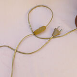 Vintage table lamp made of wood, opaline and brushed brass