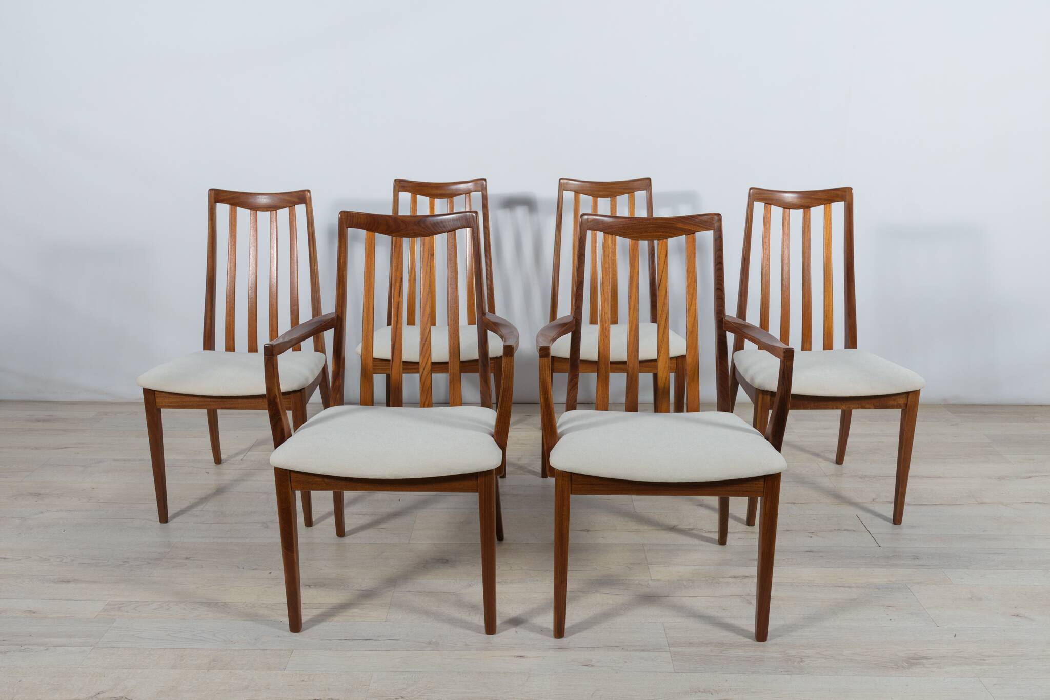Mid-Century Teak and Fabric Dining Chairs by Leslie Dandy for G-Plan, 1960s, Set of 6