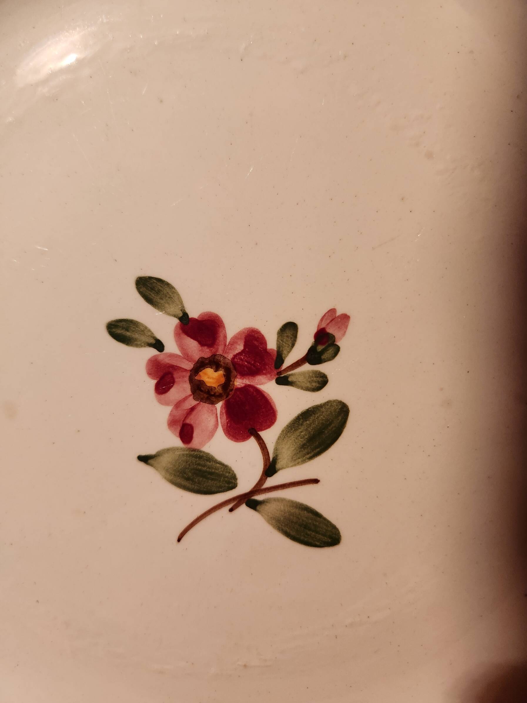 Round plate flat Armelle Sarreguemines hand-painted