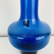 Blue glass vase in Scandinavian style from the 1960s, mouth-blown.