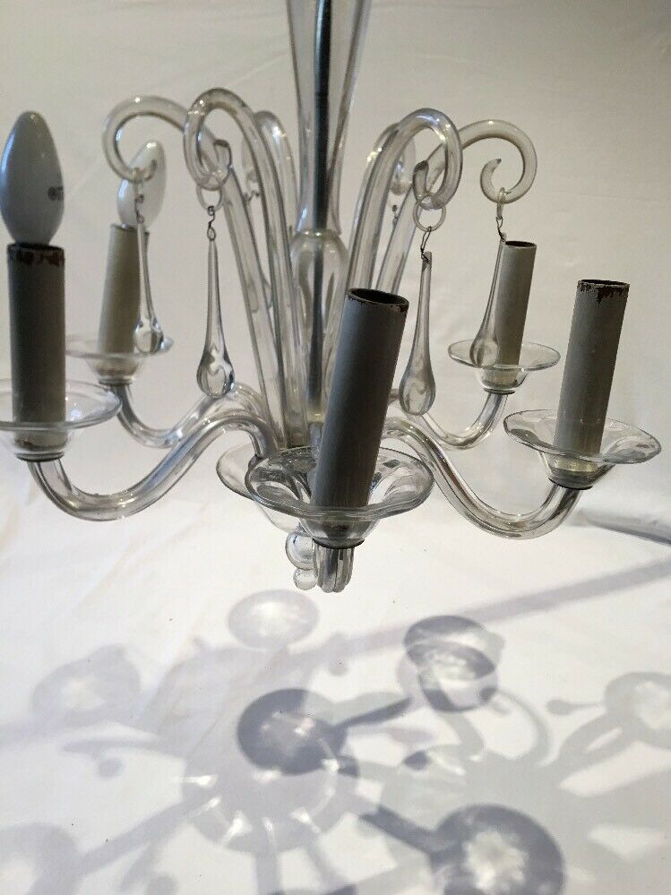 Murano glass chandelier shaped old drop 6 vintage branches