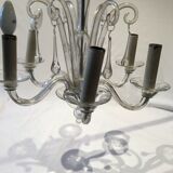 Lustre en verre de murano forme goutte ancien 6 branches vintage