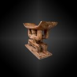 Seat featuring a caryatid couple ashanti culture, ghana