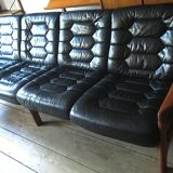 Danish 4-seater sofa with leather upholstery 244 cm, 1960s